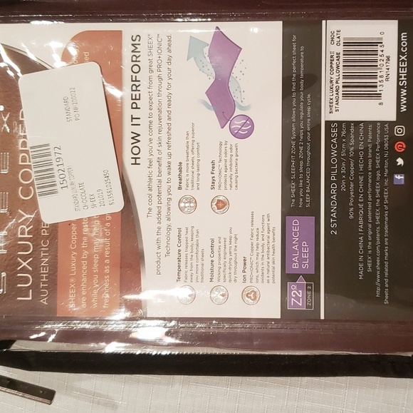 HP🎉SHEEX COPPER King Pillowcases AntiViral ION+ Repair & Rejuvenate NEW CHOCO - Picture 7 of 7